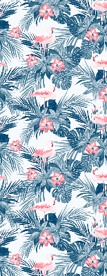 Rolgordijn verduisterend Tropische planten en flamingo's