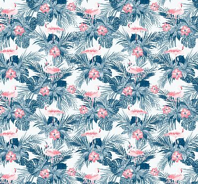 Rolgordijn verduisterend Tropische planten en flamingo's