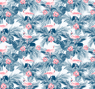 Rolgordijn verduisterend Tropische planten en flamingo's