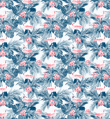 Rolgordijn verduisterend Tropische planten en flamingo's