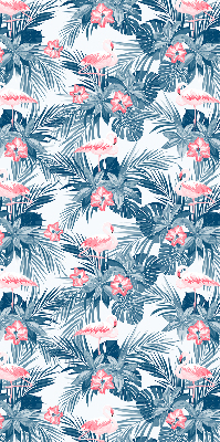 Rolgordijn verduisterend Tropische planten en flamingo's