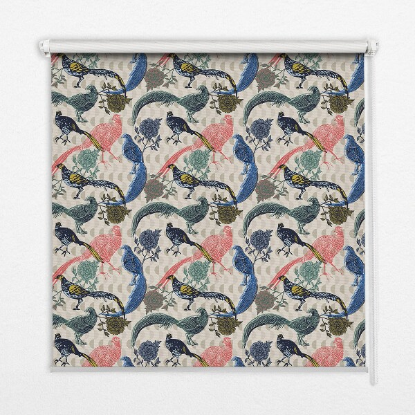 Rolgordijn voor het raam Kleurrijke pauwen