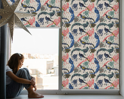 Rolgordijn voor het raam Kleurrijke pauwen