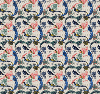 Rolgordijn voor het raam Kleurrijke pauwen