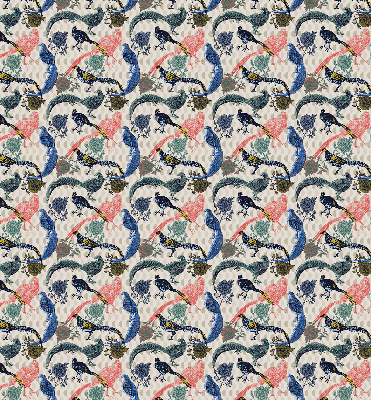 Rolgordijn voor het raam Kleurrijke pauwen