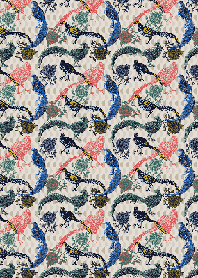 Rolgordijn voor het raam Kleurrijke pauwen