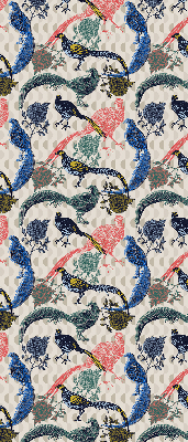 Rolgordijn voor het raam Kleurrijke pauwen