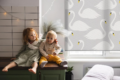 Rolgordijn voor het raam Zwanen