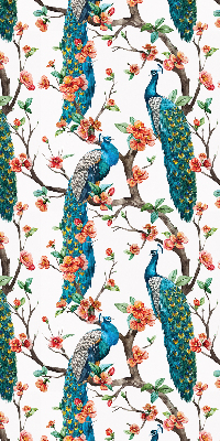 Rolgordijn voor het raam Pauw op een tak