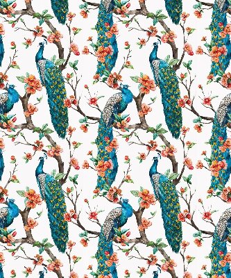 Rolgordijn voor het raam Pauw op een tak