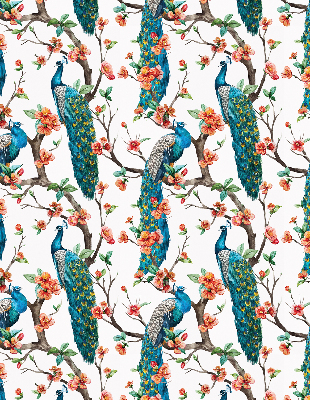 Rolgordijn voor het raam Pauw op een tak