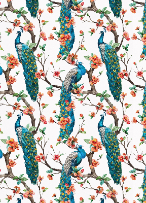 Rolgordijn voor het raam Pauw op een tak