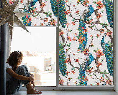 Rolgordijn voor het raam Pauw op een tak