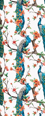 Rolgordijn voor het raam Pauw op een tak