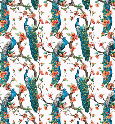 Rolgordijn voor het raam Pauw op een tak