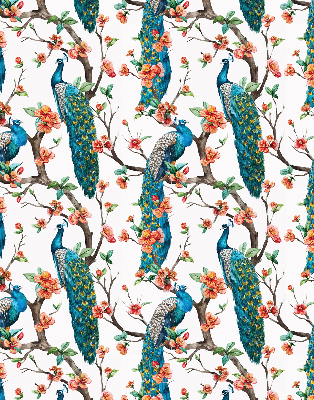 Rolgordijn voor het raam Pauw op een tak