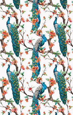 Rolgordijn voor het raam Pauw op een tak