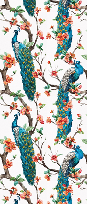 Rolgordijn voor het raam Pauw op een tak