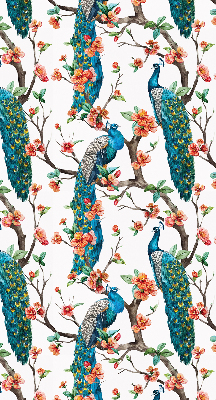 Rolgordijn voor het raam Pauw op een tak