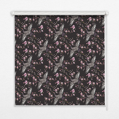 Rolgordijn voor het raam Reigers en bloemen