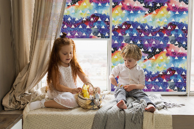 Rolgordijn voor het raam Witte driehoeken op een gekleurde achtergrond