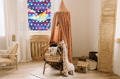 Rolgordijn voor het raam Witte driehoeken op een gekleurde achtergrond