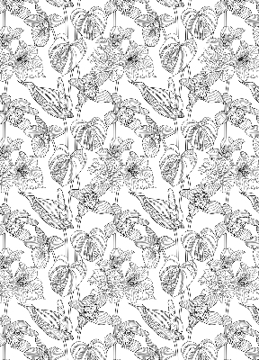 Rolgordijn voor het raam Getekende bloemen