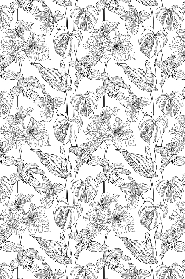 Rolgordijn voor het raam Getekende bloemen