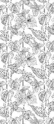 Rolgordijn voor het raam Getekende bloemen