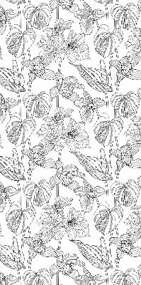 Rolgordijn voor het raam Getekende bloemen