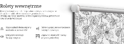 Rolgordijn voor het raam Getekende bloemen