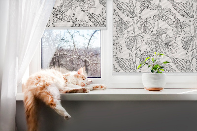 Rolgordijn voor het raam Getekende bloemen