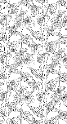 Rolgordijn voor het raam Getekende bloemen