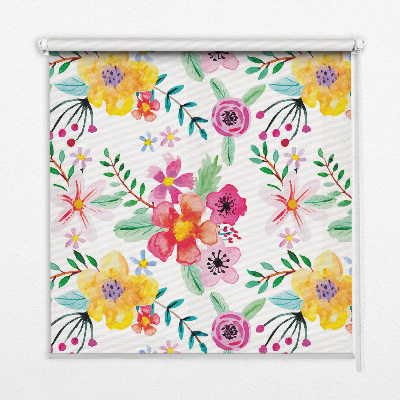 Rolgordijn voor het raam Geschilderde bloemen