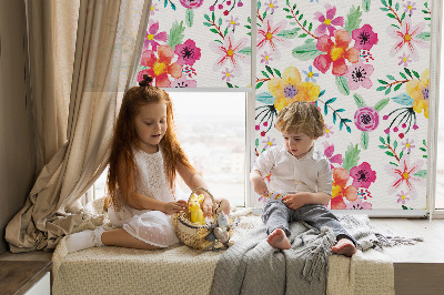 Rolgordijn voor het raam Geschilderde bloemen