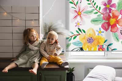 Rolgordijn voor het raam Geschilderde bloemen