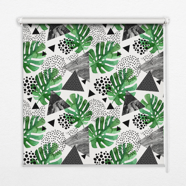 Rolgordijn voor het raam Bladeren driehoeken stippen