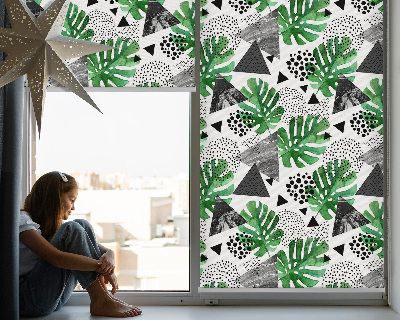 Rolgordijn voor het raam Bladeren driehoeken stippen