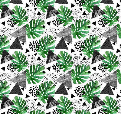 Rolgordijn voor het raam Bladeren driehoeken stippen