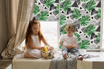 Rolgordijn voor het raam Bladeren driehoeken stippen