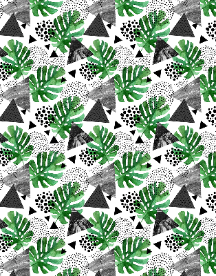 Rolgordijn voor het raam Bladeren driehoeken stippen