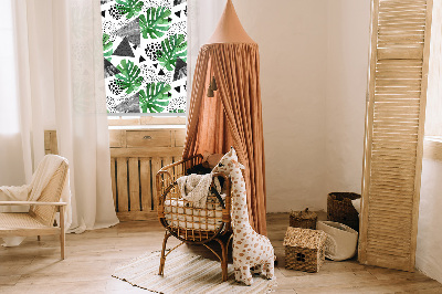 Rolgordijn voor het raam Bladeren driehoeken stippen