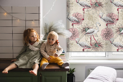 Rolgordijn verduisterend Witte flamingo's