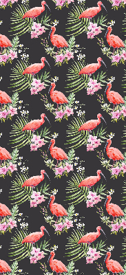 Rolgordijn voor het raam Flamingo's op planten