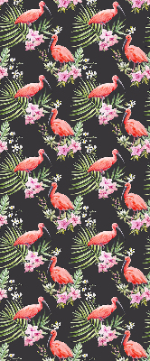 Rolgordijn voor het raam Flamingo's op planten