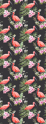 Rolgordijn voor het raam Flamingo's op planten