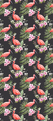 Rolgordijn voor het raam Flamingo's op planten