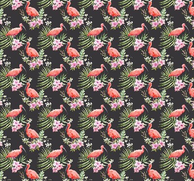 Rolgordijn voor het raam Flamingo's op planten