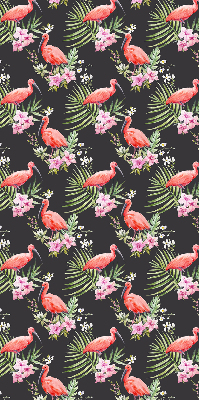 Rolgordijn voor het raam Flamingo's op planten