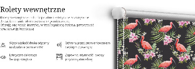 Rolgordijn voor het raam Flamingo's op planten